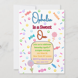 She's a Sweet One First Birthday Party Invitation Dankeskarte