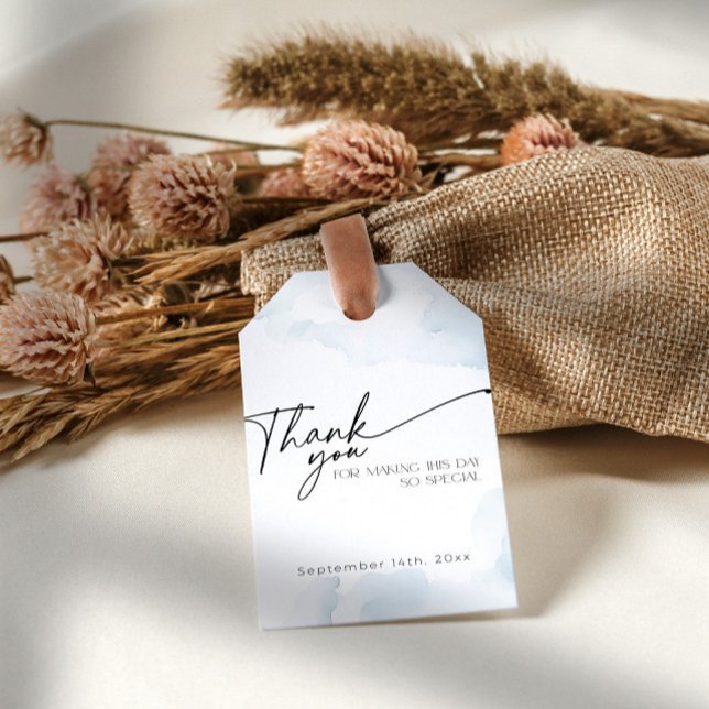 Shes auf Cloud Nine Blue Brautparty Vielen Dank Geschenkanhänger (Thank you tag with blue clouds for a shes on cloud nine themed bridal shower)