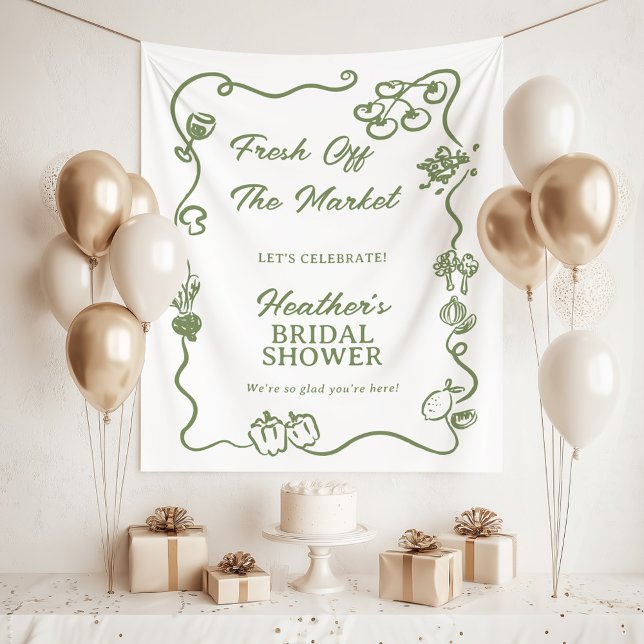 She's Fresh Off The Market Bridal Shower Sign Wandteppich (Von Creator hochgeladen)