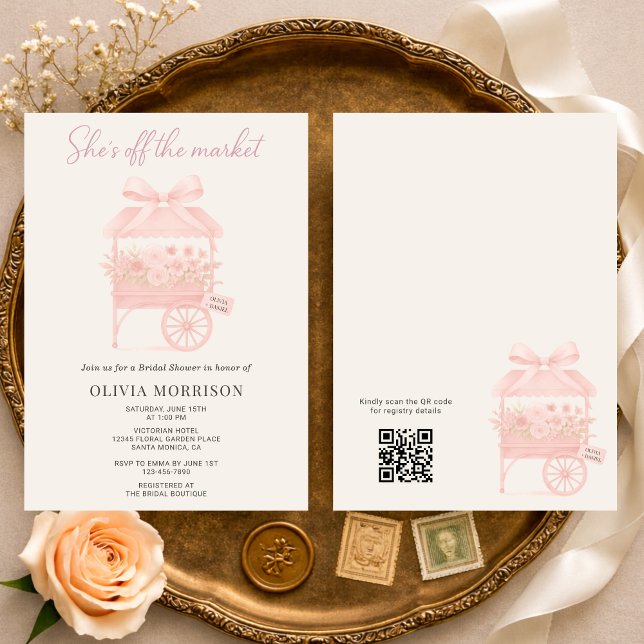 She's Off the Market Flower QR Code Bridal Shower Einladung (Von Creator hochgeladen)