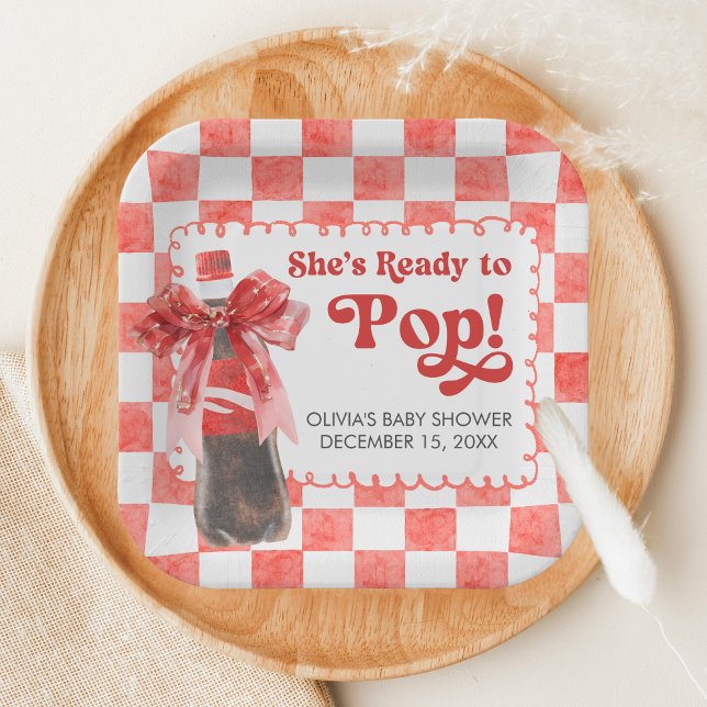 She's Ready to Pop Baby Shower Pappteller (She's Ready to Pop Cola Baby Shower Paper Plate)