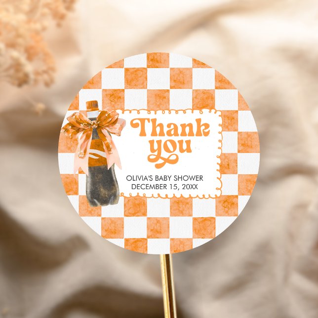 She's Ready to Pop Baby Shower Runder Aufkleber (Cola Baby Shower Sticker)