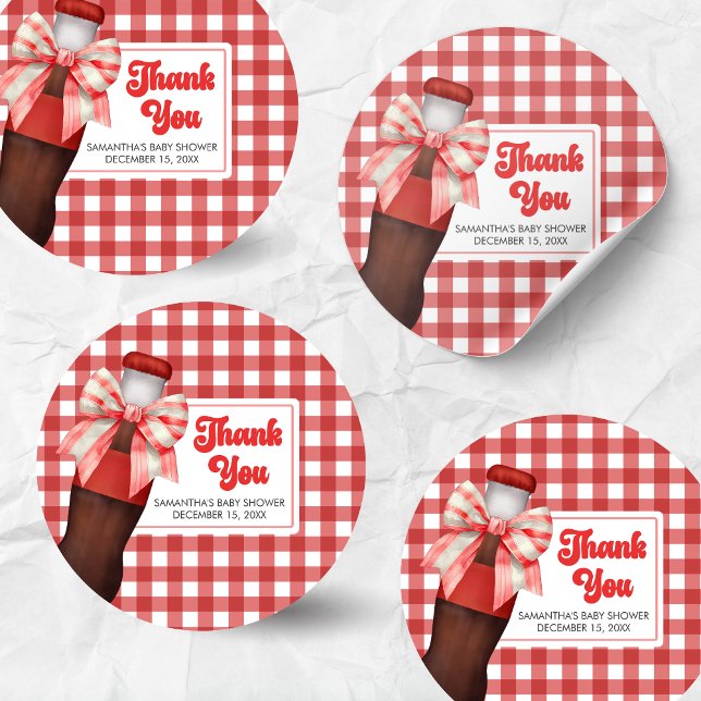 She's Ready to Pop Baby Shower Runder Aufkleber (She's Ready to Pop Cola Baby Shower Sticker)