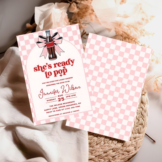 She's Ready to Pop Soda pink Baby Shower Einladung (Von Creator hochgeladen)