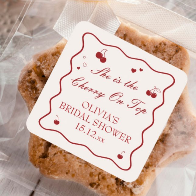 She's the Cherry On Top Quadratischer Aufkleber (Von Creator hochgeladen)