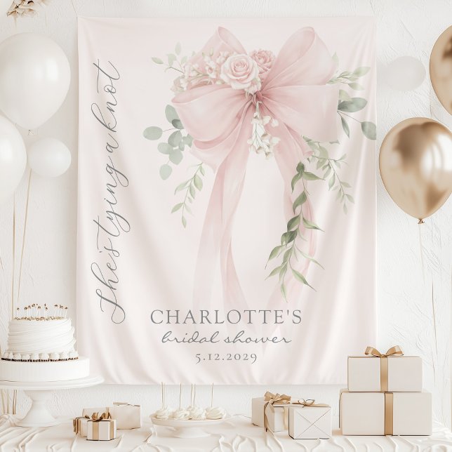 She's tying a knot Bow Bridal Shower Wandteppich (Von Creator hochgeladen)