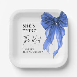 She's Tying The Knot Blue Bow Bridal Shower Pappteller
