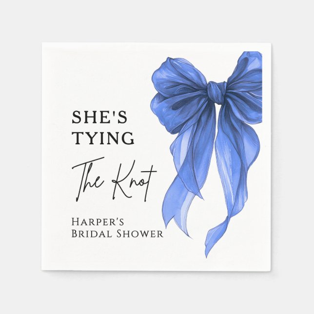 She's Tying The Knot Blue Bow Bridal Shower Serviette (Vorderseite)