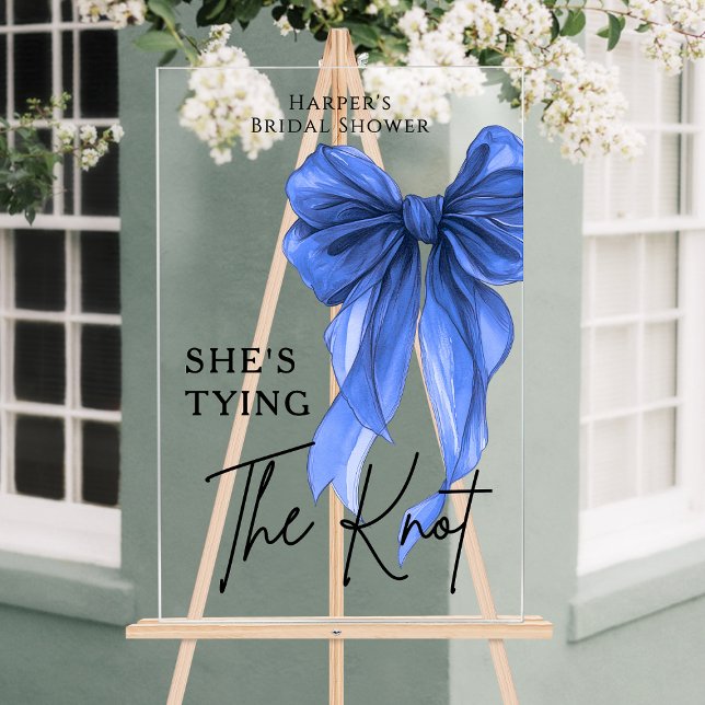 She's Tying The Knot Blue Bow Welcome Sign (Créateur téléchargé)