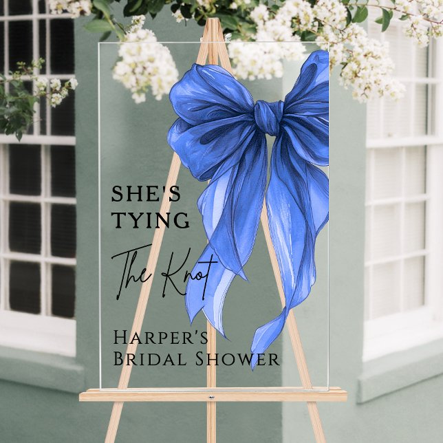 She's Tying The Knot Blue Bow Welcome Sign Acrylschild (Von Creator hochgeladen)