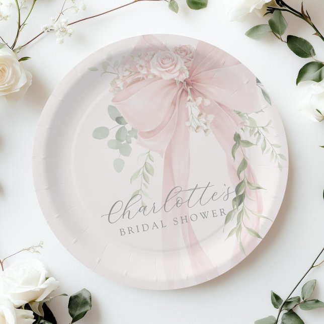 She's tying the knot Bow Bridal Shower Pappteller (Von Creator hochgeladen)