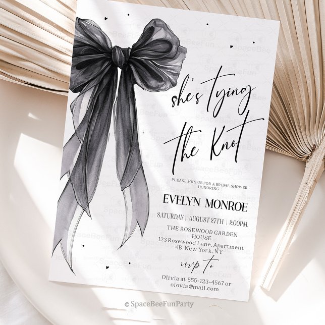 She's tying the knot Bridal shower  Einladung (She's tying the knot Bridal shower invitation Editable Bachelorette Party Invite Bow Modern Brunch P)