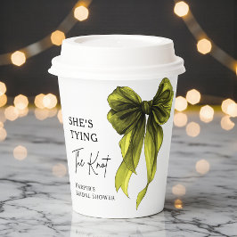 She's Tying The Knot Chartreuse Bow Bridal Shower Pappbecher