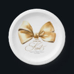 She's Tying The Knot Gold Bow Bridal Shower Pappteller<br><div class="desc">Gold bow bridal shower paper plates "She's Tying The Knot"</div>