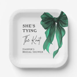 She's Tying The Knot Green Bow Bridal Shower Pappteller