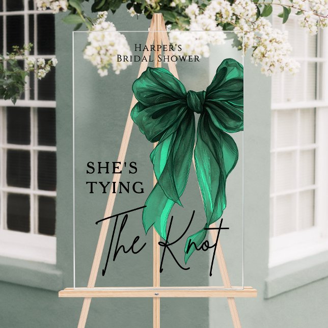She's Tying The Knot Green Bow Welcome Sign (Créateur téléchargé)