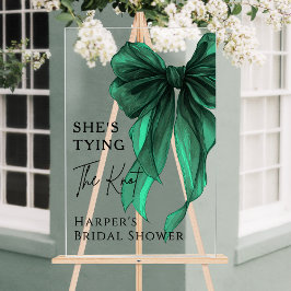 She's Tying The Knot Green Bow Welcome Sign Acrylschild