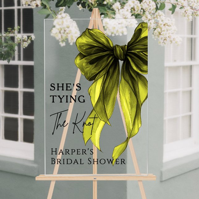 She's Tying The Knot Green Bow Welcome Sign Acrylschild (Von Creator hochgeladen)