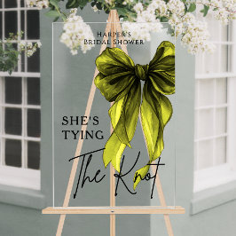 She's Tying The Knot Green Bow Welcome Sign Acrylschild