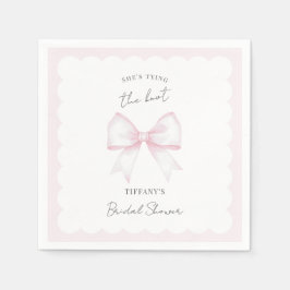 She's Tying The Knot Pink Blush Bow Bridal Shower Serviette