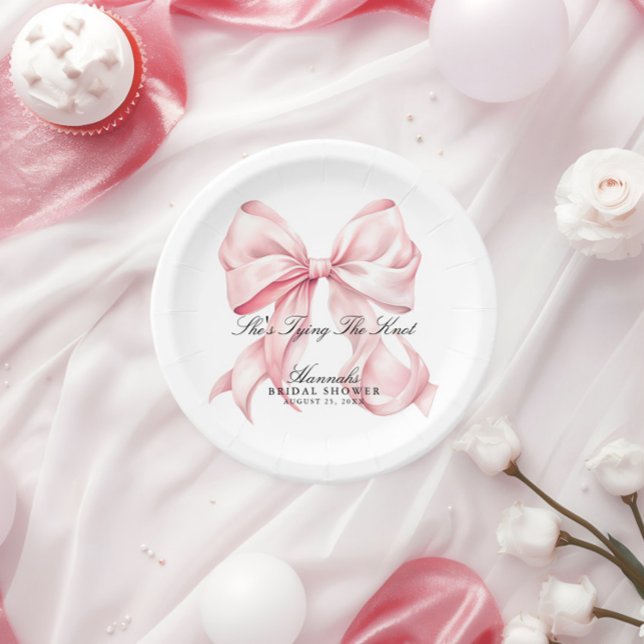 She's Tying The Knot Pink Bow Paper Plates Pappteller (Von Creator hochgeladen)