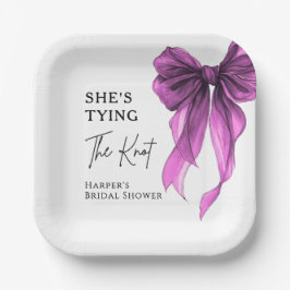 She's Tying The Knot Purple Bow Bridal Shower Pappteller