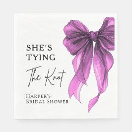 She's Tying The Knot Purple Bow Bridal Shower Serviette