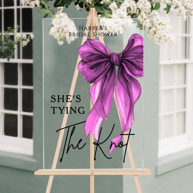 She's Tying The Knot Purple Bow Welcome Sign Acrylschild (Von Creator hochgeladen)