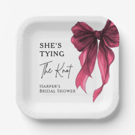 She's Tying The Knot Red Bow Bridal Shower Pappteller