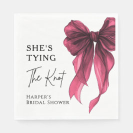 She's Tying The Knot Red Bow Bridal Shower Serviette
