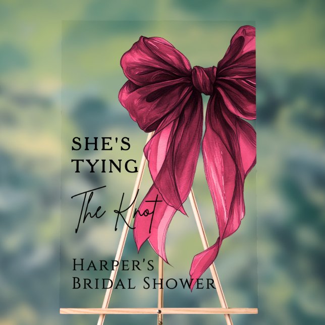 She's Tying The Knot Red Bow Welcome Sign Acrylschild (Neutral)