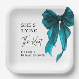 She's Tying The Knot Turquoise Bow Bridal Shower Pappteller