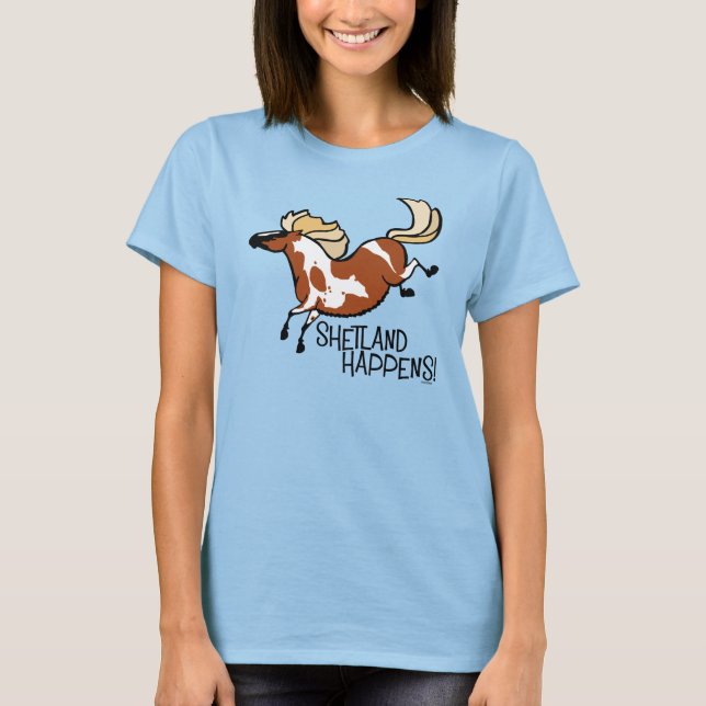 Shetland arrive ! T-shirt Femme Cave Pony (Devant)