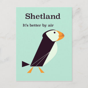 Shetland-Papageientaucher Vintage-Reiseposter Postkarte