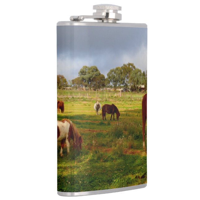 Shetland Ponies und Kastanien, Hüftkolben Flachmann (Rechts)