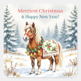 Shetland Pony Christmas Quadratischer Aufkleber