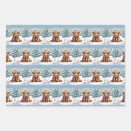 Shetland Pony, Deer and Highland Cow Weihnachten Geschenkpapier Set