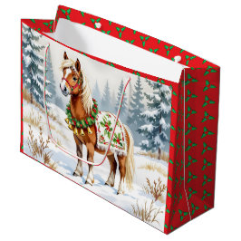 Shetland Pony und Holly Christmas Medium Geschenkt Große Geschenktüte