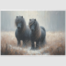 Shetland Pony Winter Time Decoupage Tissue Seidenpapier