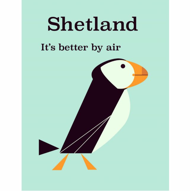 Shetland Puffin Vintage Freistehende Fotoskulptur (Vorne)