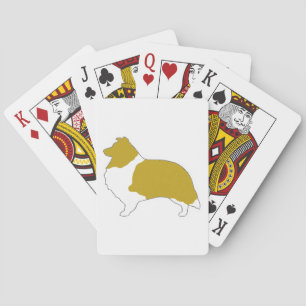 Shetland-Schäferhund-Silhouette in Sable und Weiß Spielkarten