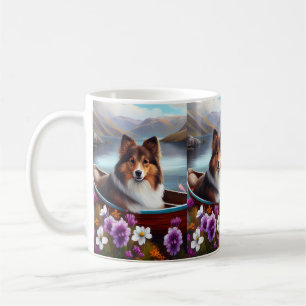 Shetland Sheepdog auf einem Paddel: Ein Landschaft Kaffeetasse