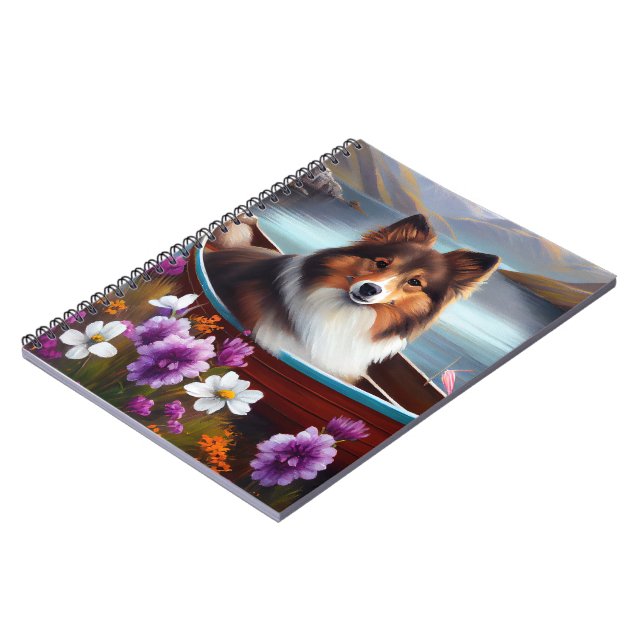 Shetland Sheepdog auf einem Paddel: Ein Landschaft Notizblock (Linke Seite)
