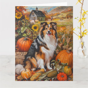 Shetland Sheepdog Autumn Harvest Erntedank Karte