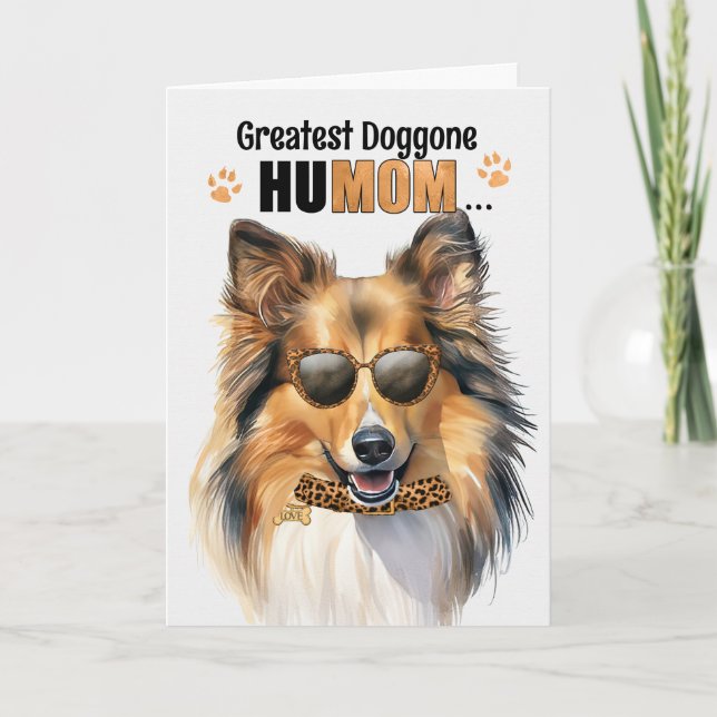 Shetland Sheepdog Bester HuMOM Muttertag Feiertagskarte (Vorderseite)