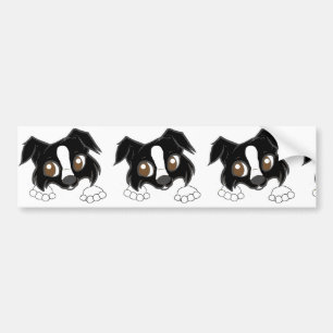 Shetland Sheepdog Black and White Peeking Cartoon Autoaufkleber