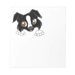 Shetland Sheepdog Black and White Peeking Cartoon Notizblock
