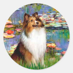 Shetland Sheepdog (Bz) - Lilien 2 Runder Aufkleber