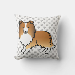 Shetland Sheepdog-Cartoon Dog & Paws Kissen