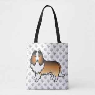 Shetland Sheepdog-Cartoon Dog & Paws Tasche